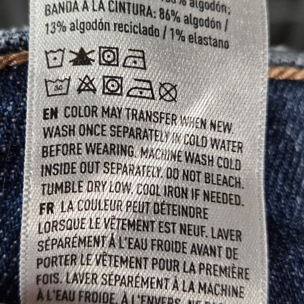 American Eagle Super High-Rise Baggy Wide Leg Jeans Blue 16 Long NEW Distressed - Picture 9 of 9